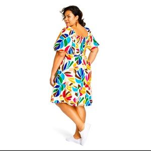 NWT Women's Botanical Print Puff Sleeve Mini Dress